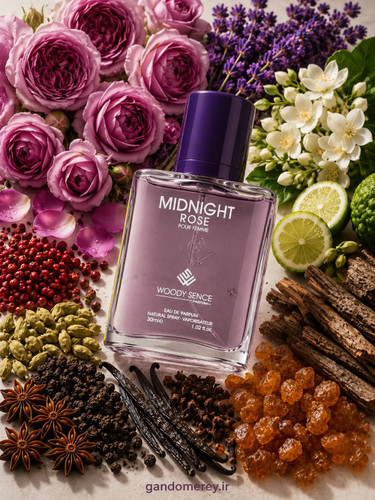 عطر جیبی پرفيوم وودي سنس مدل میدنایت رز MIDNIGHT ROSEحجم30ميل لیتر