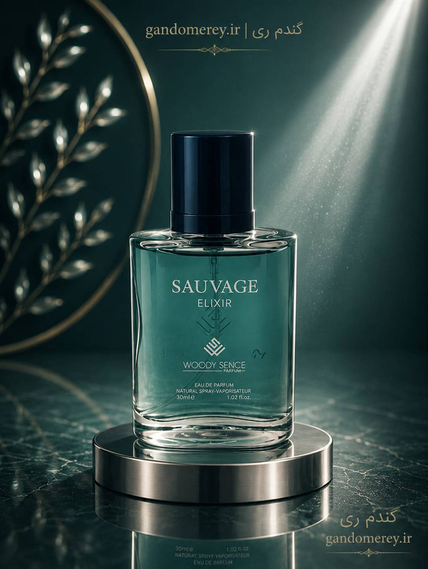 عطر جیبی پرفيوم وودي سنس مدل ساواچ الکسیSAUVAGE ELIXI حجم30ميل لیتر