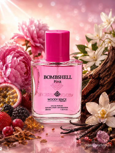 عطر جیبی پرفيوم وودي سنس مدل بامشل پینکBOMBSHEL PINK حجم30ميل لیتر