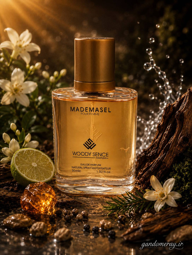 عطر جیبی پرفيوم وودي سنسمدل مادمازل MADEMASEL حجم30ميلی لیتر
