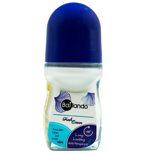 رول ضدتعریق بایلندو مدل فرش اوشن (Fresh Ocean) ۵۰ میلیلیتر | رایحه دریایی، مرکباتی، اوزونیک و چوبهای معطر | ماندگاری ۴۸ ساعته