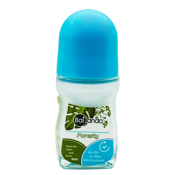 رول ضدتعریق مردانه بابایلندو مدل فورستی (Foresty) با رایحه ترنج، برگ‌های سبز، چوب سدر و مشک سفید | ماندگاری ۴۸ ساعته | ۵۰ میلی‌لیتر